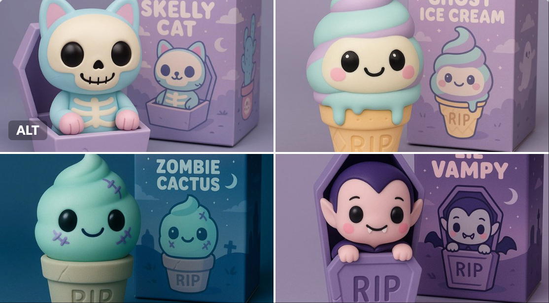 可爱粉彩乙烯基人物