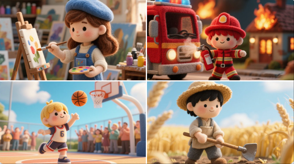 微型毛毡羊毛人物