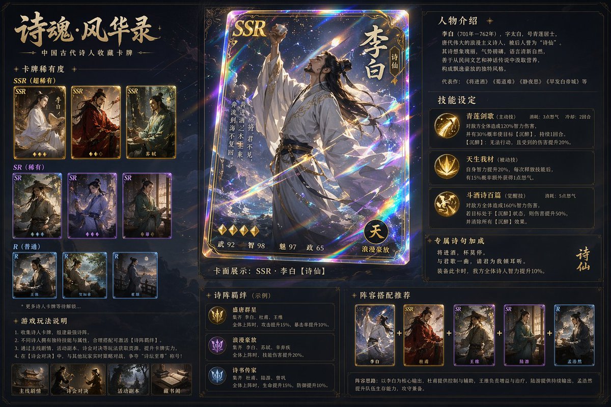 古风诗人镭射典藏卡牌