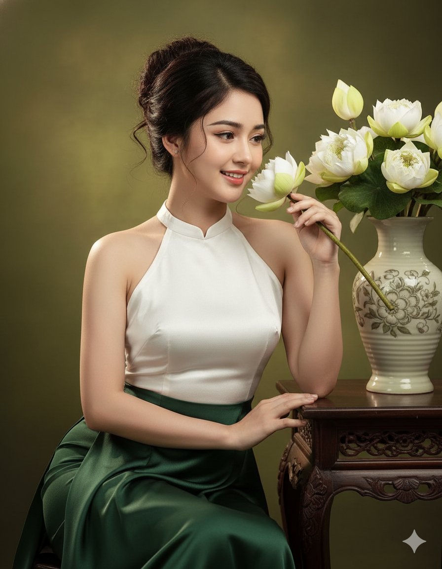 超现实越南女性白莲肖像，静谧优雅的艺术表达