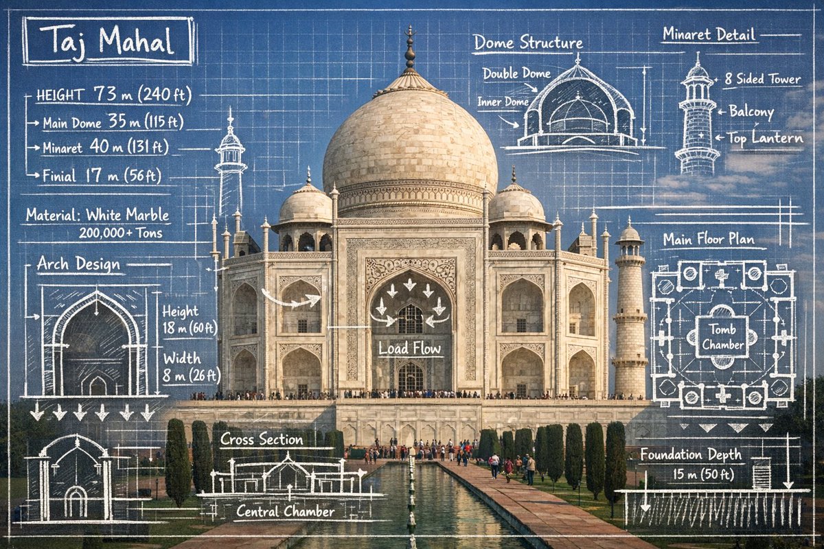 Create an infographic image of [LANDMARK], combining a real p...