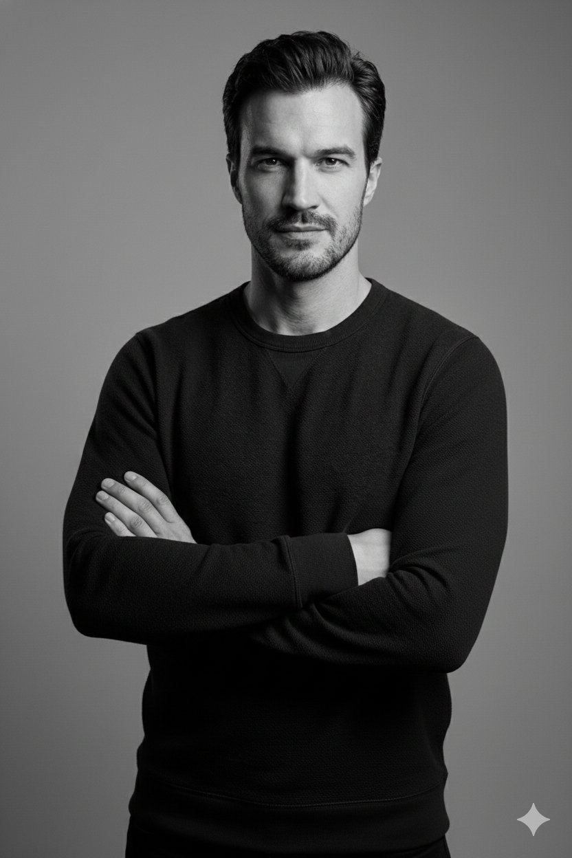 "style": "monochrome studio portrait",