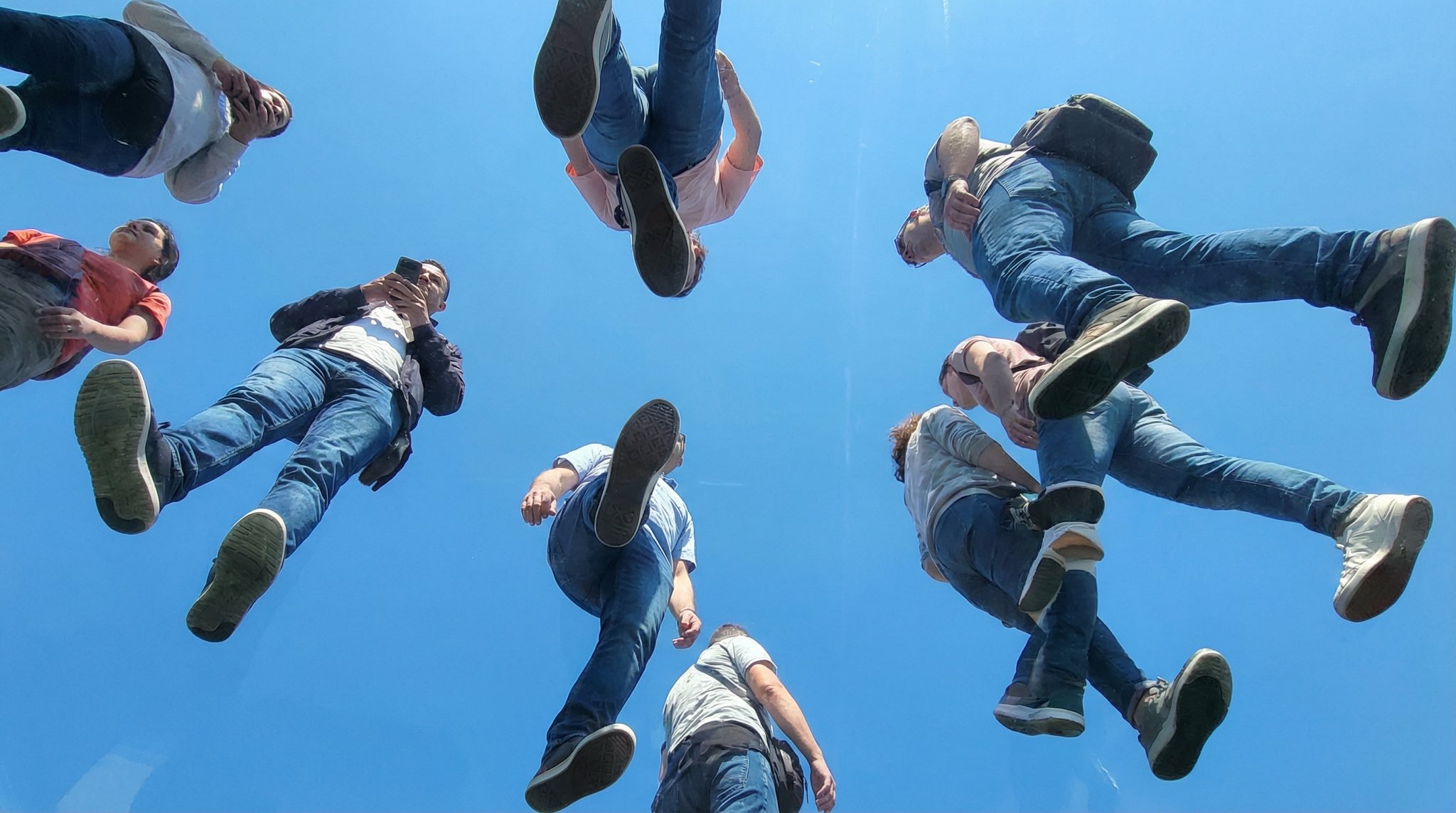 View from under a plane of completely transparent plexiglass....