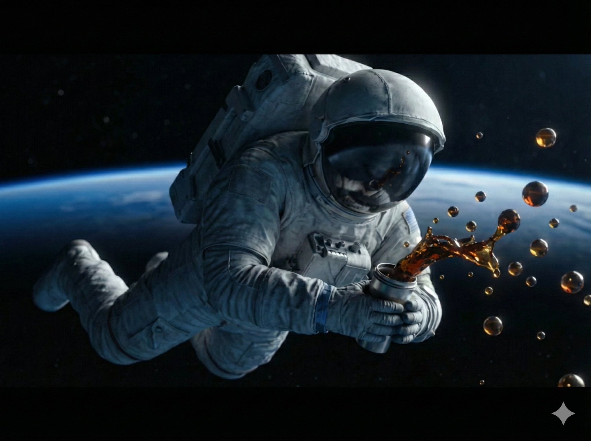 A high detail, cinematic shot of an astronaut floating in out...
