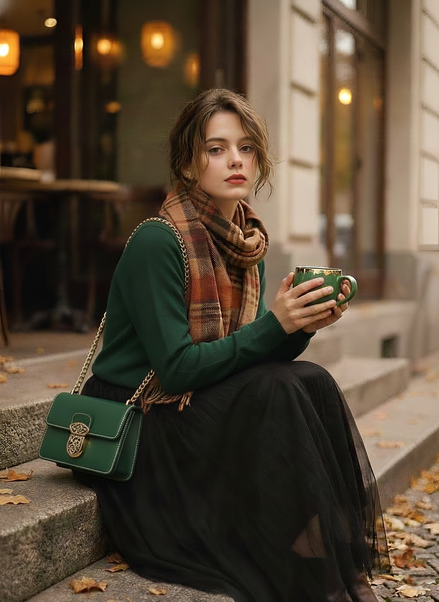 Aesthetic 1970s inspired fashion portrait of a stylish young...