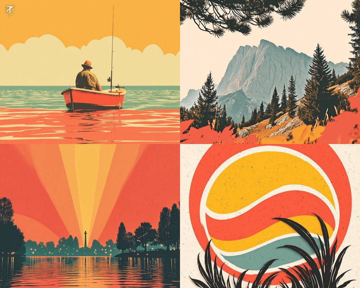 This SREF nails a retro poster vibe with flat shapes, warm pa...