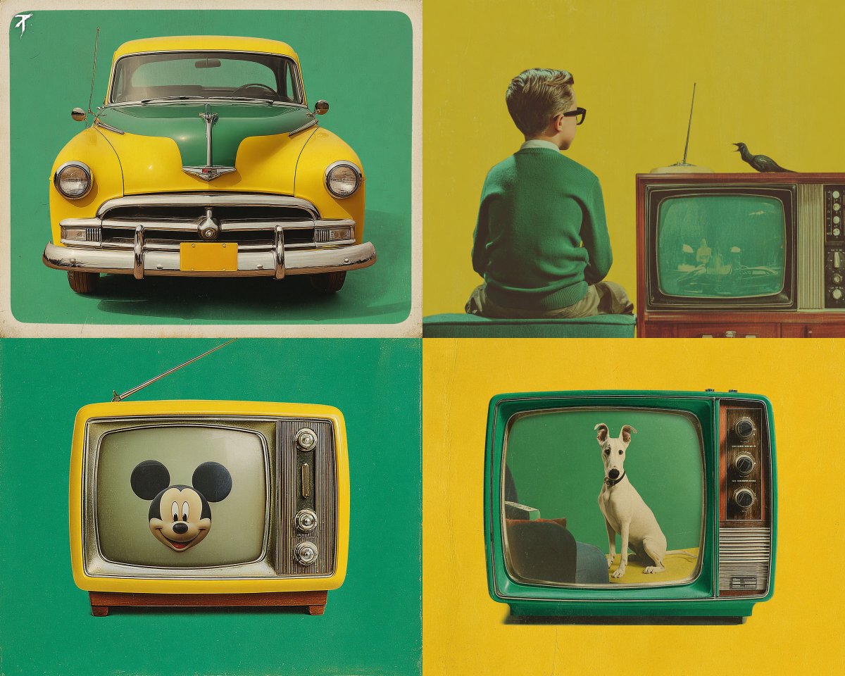 This SREF brings a clean retro look with bold colors, vintage...