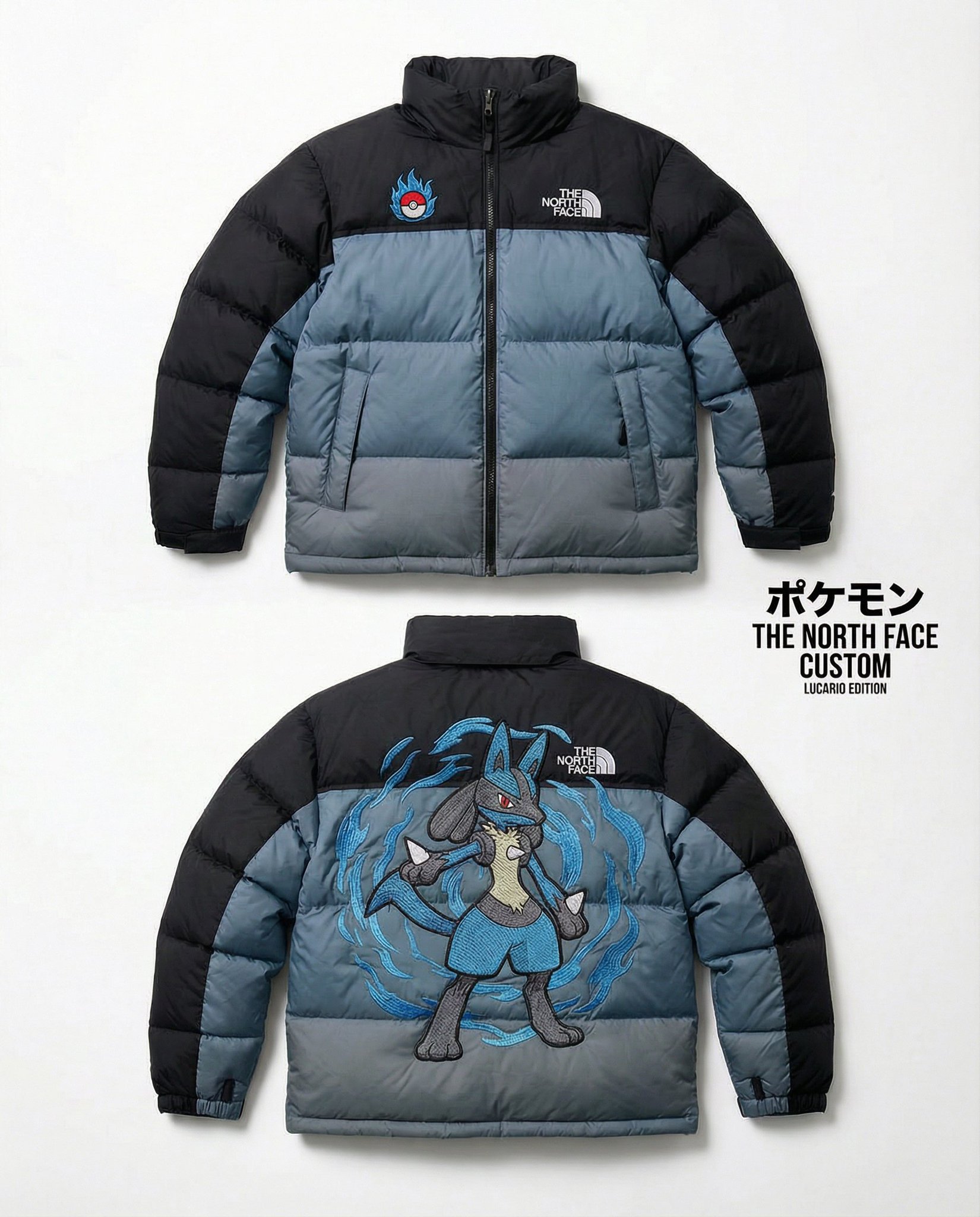 High end editorial product shot of a custom The North Face Nu...