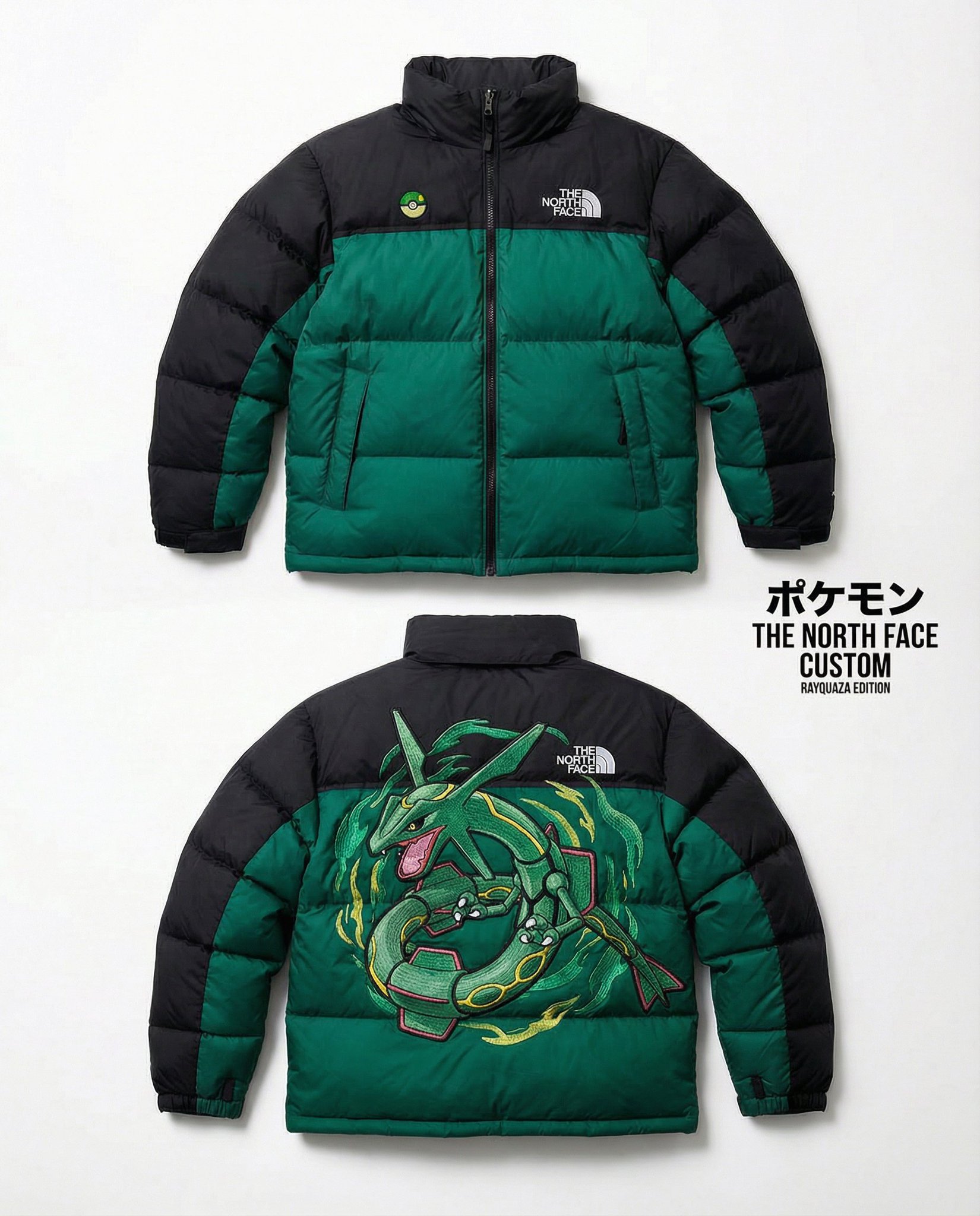 High end editorial product shot of a custom The North Face Nu...