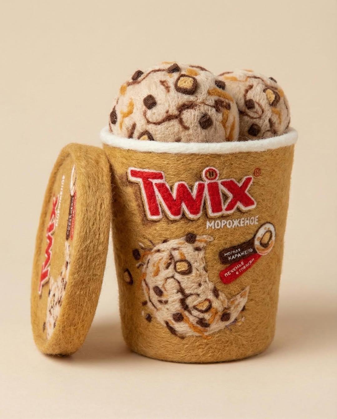 "prompt": "A realistic, needle felted sculpture of a product...