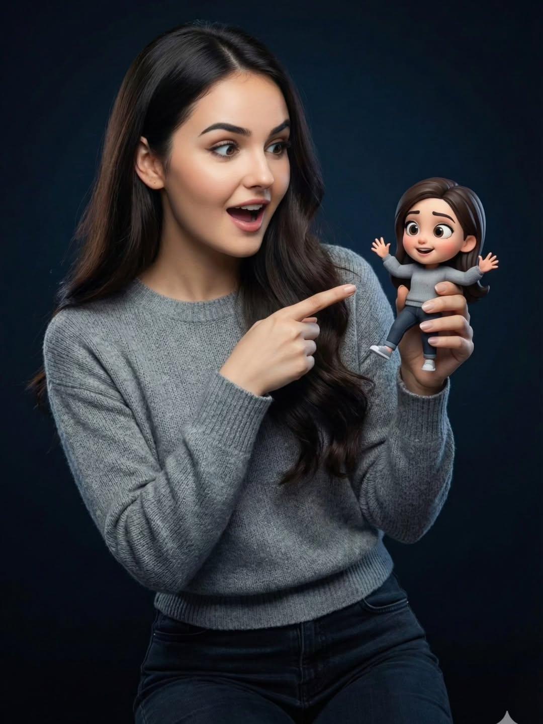 "Objective": "Create a studio portrait blending a real human...