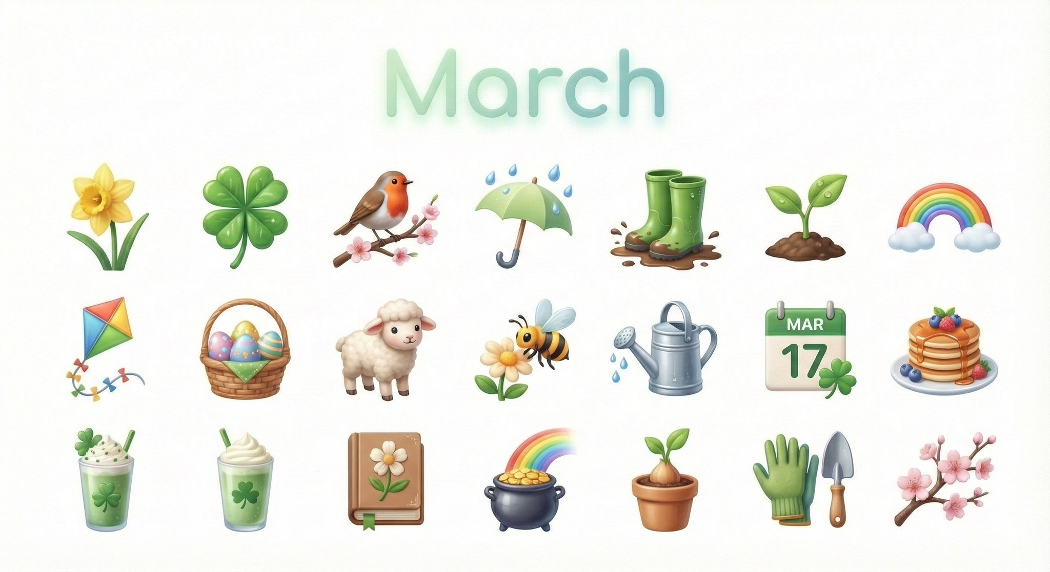 Create a collection of icons representing [Month] through obj...