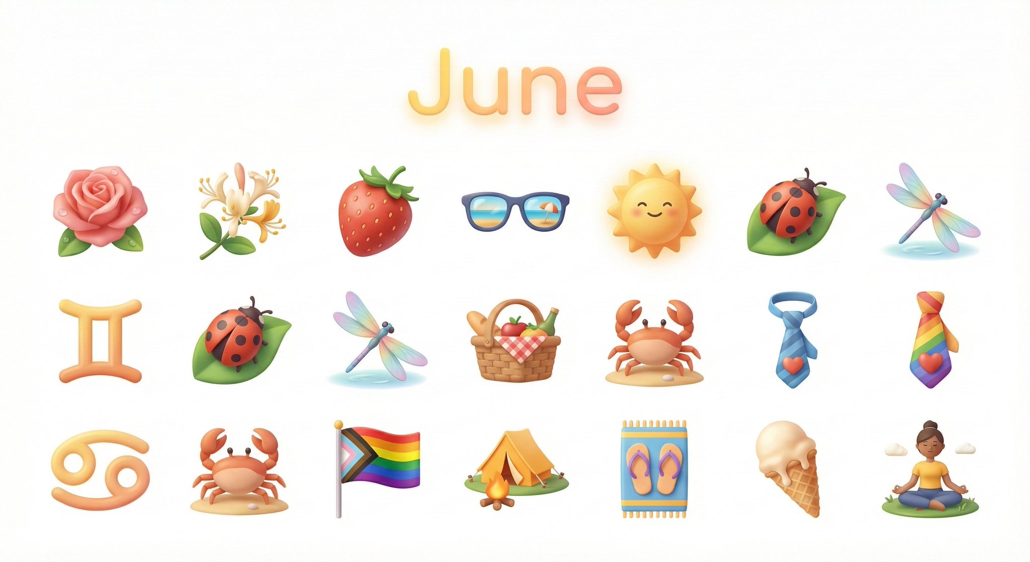 Create a collection of icons representing [Month] through obj...