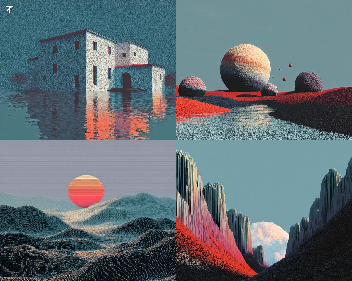 This SREF leans into a minimal surreal 3D look with soft grai...