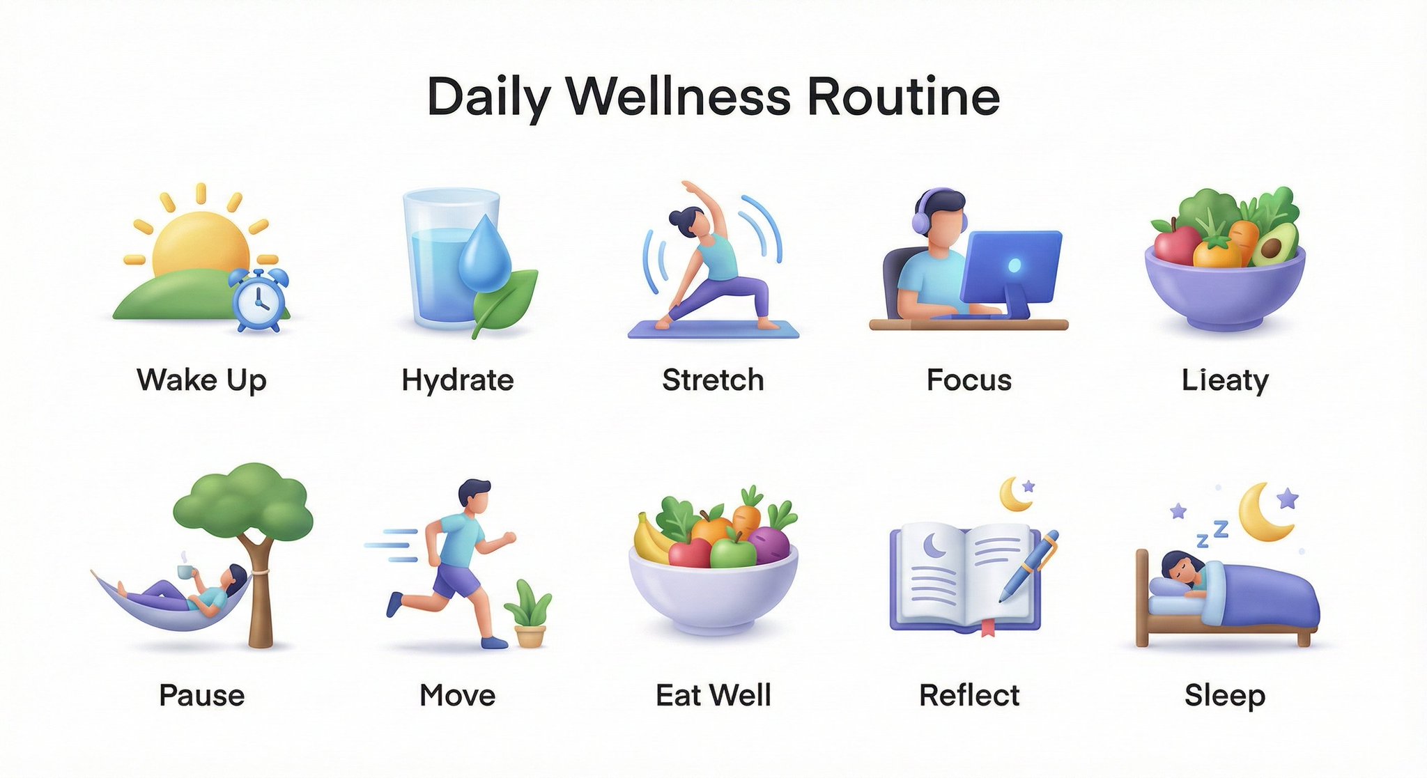 Create a collection of icons representing [ROUTINE / PROCESS...