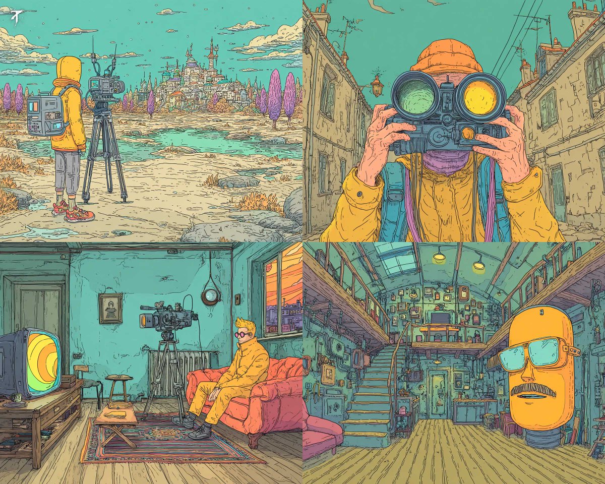 This SREF has a playful sci fi cartoon style with clean ink l...