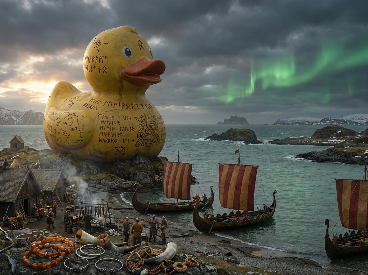 A [ORDINARY OBJECT] as a landmark on an epic journey, tiny [T...