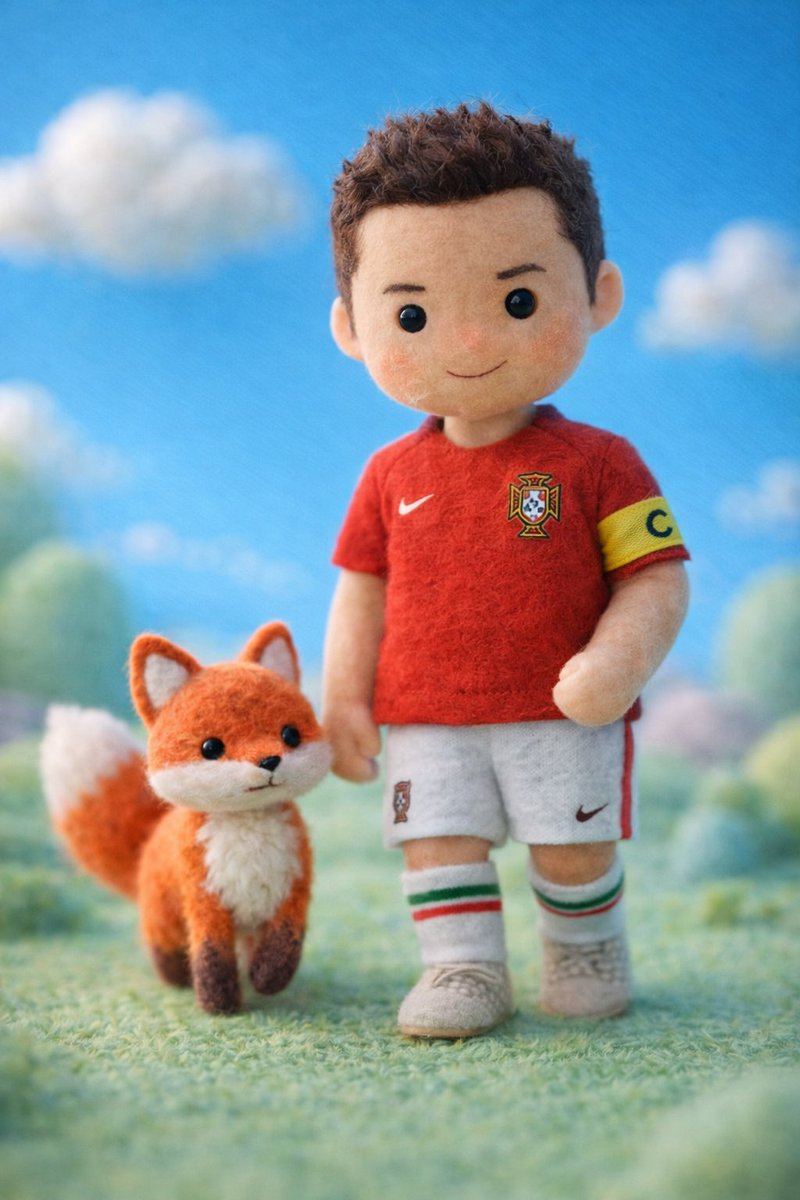 A handcrafted felt miniature illustration of [Celebrity] reim...