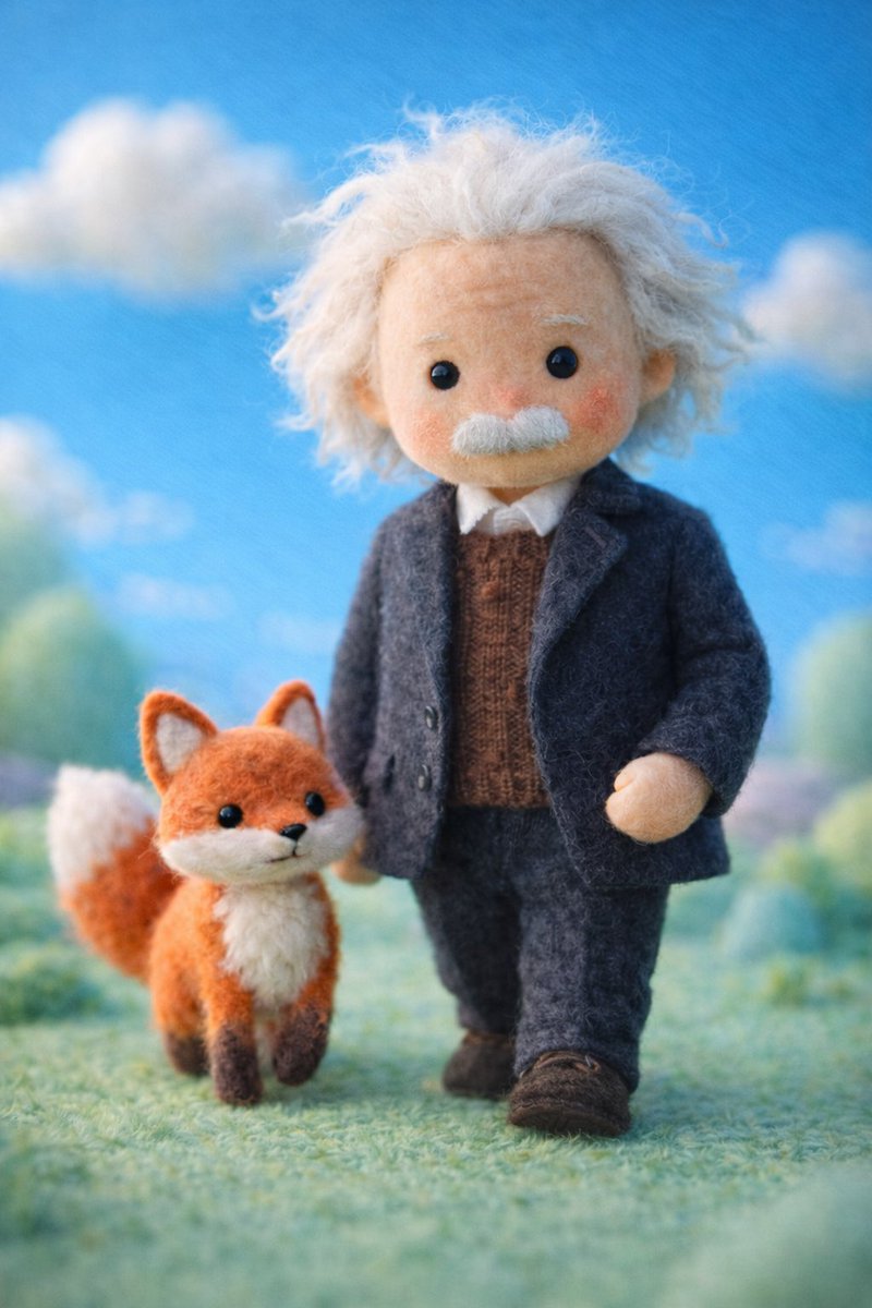 A handcrafted felt miniature illustration of [Celebrity] reim...