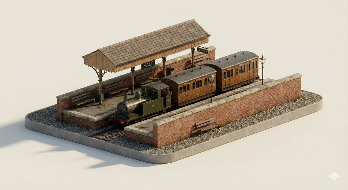 A clean, minimal 3D isometric diorama of a [CITY TRANSPORT TY...