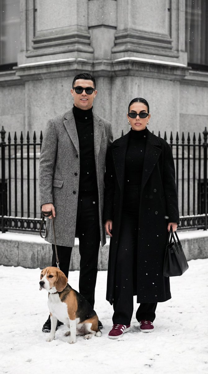 "prompt title": "Sophisticated Urban Winter Couple Portrait",