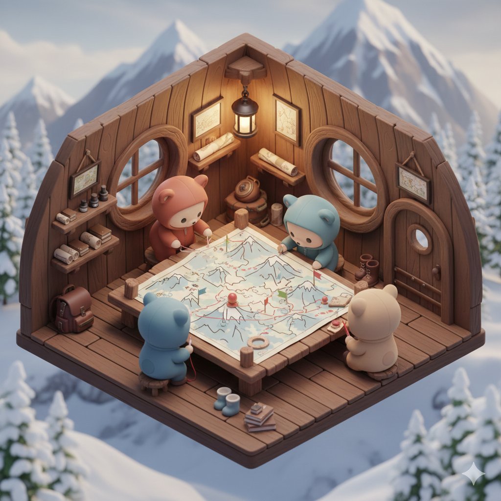 "prompt": "Isometric 3D kawaii scene of chibi baby bears desi...