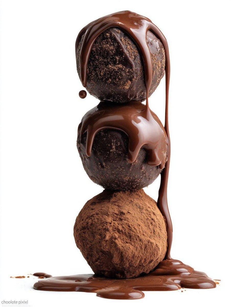 a stack of three [FOOD ITEM] with [LIQUID] dripping down, on...