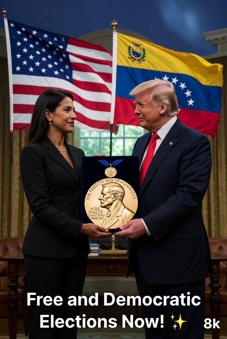 Cinematic, ultra realistic scene depicting Venezuelan opposit...