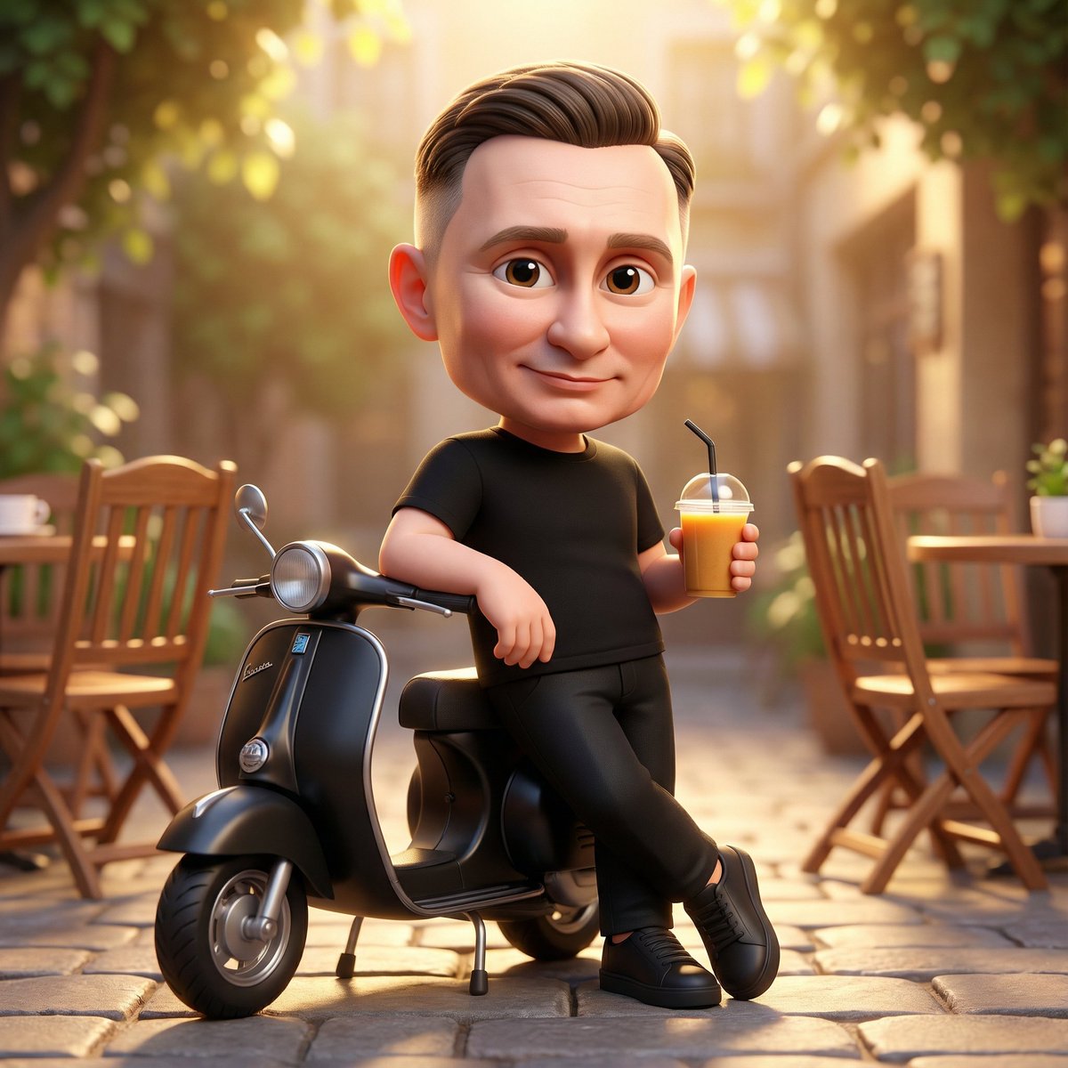 A cute 3D chibi style character of the uploaded image leaning...