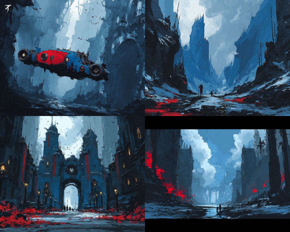 This SREF delivers a raw sci fi painting style with rough bru...