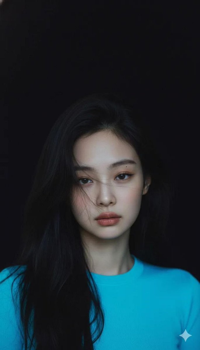 Create Moody cinematic portrait of a young woman with clear f...