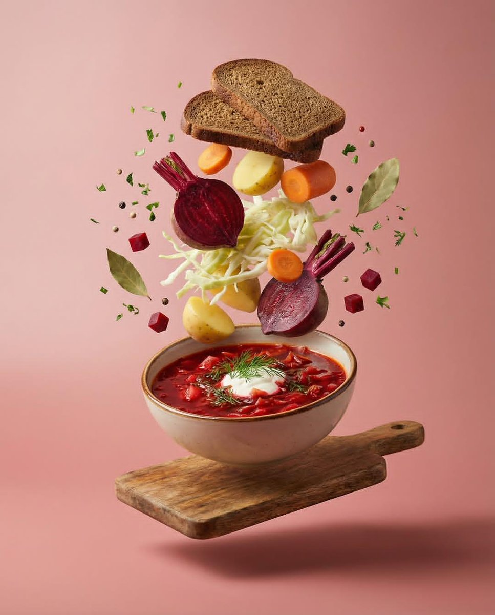Professional studio food photography series featuring deconst...
