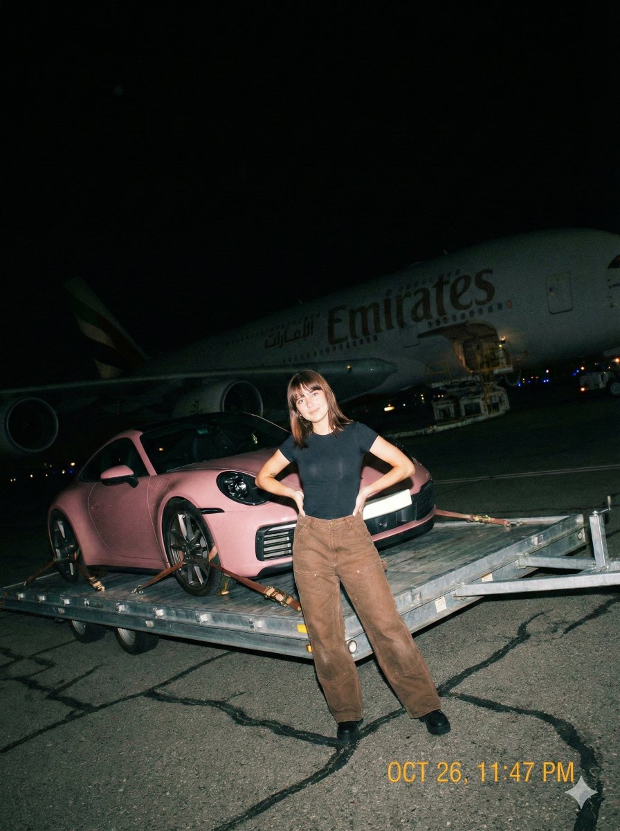 A gritty, handheld iPhone photo taken at night on an airport...