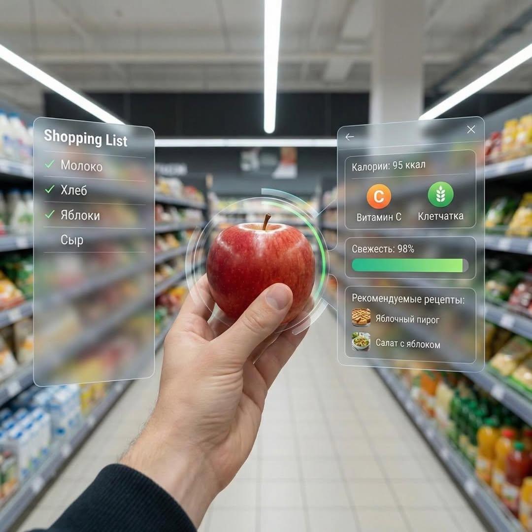 First person perspective inside a brightly lit supermarket ai...