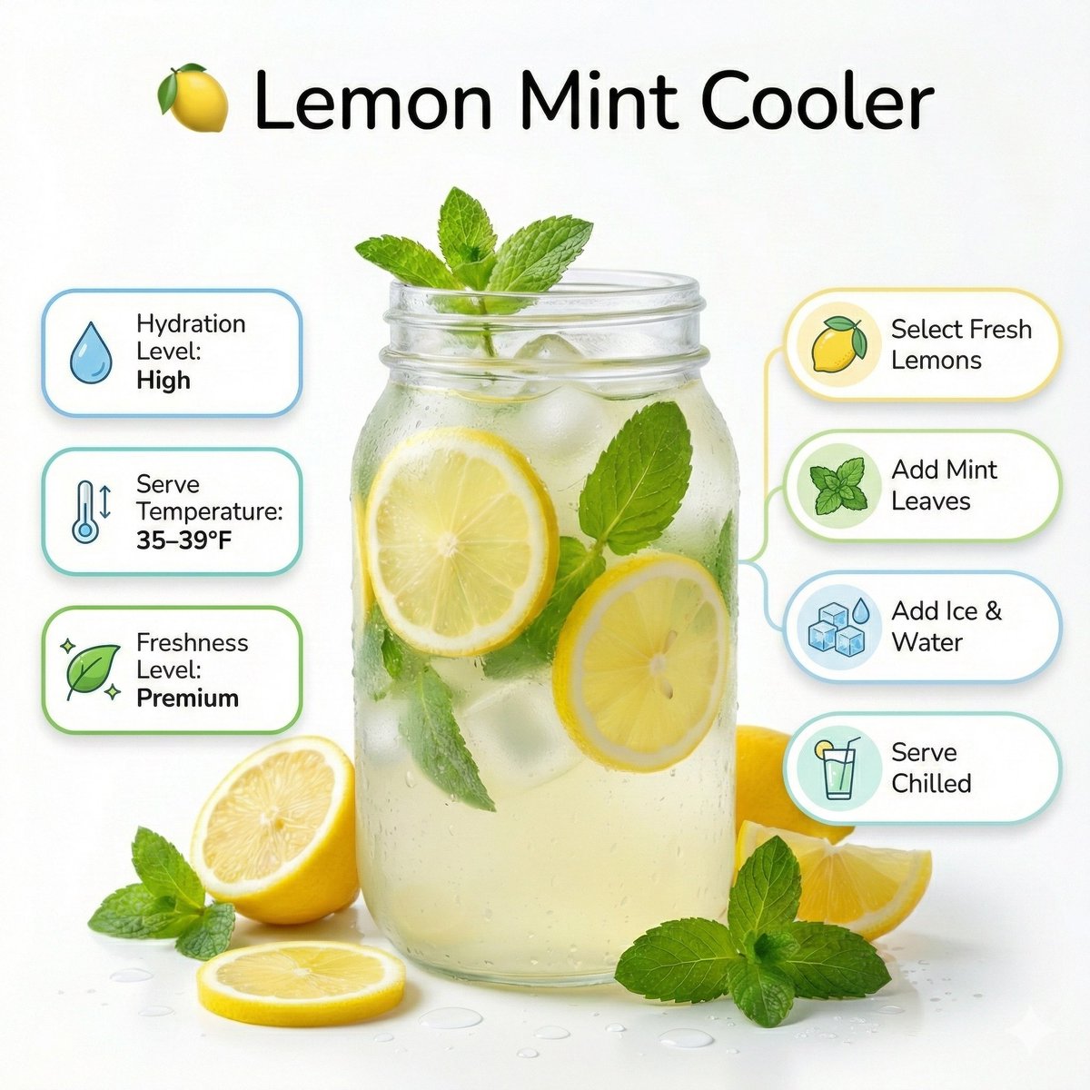 Bright summer infographic showcasing watermelon juice, icy te...