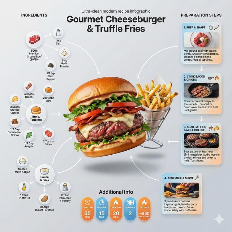 Ultra clean modern recipe infographic.
