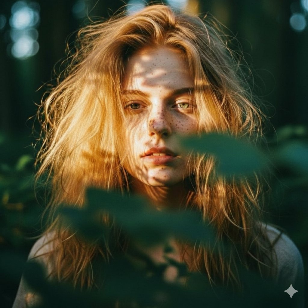 Close up portrait of a young woman with messy, voluminous str...