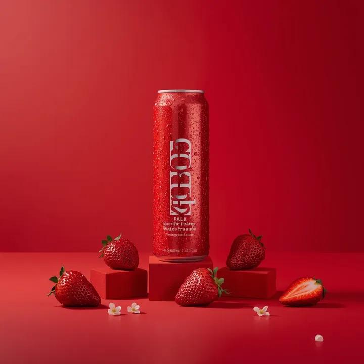 A premium studio product photograph of a tall, slim red alumi...