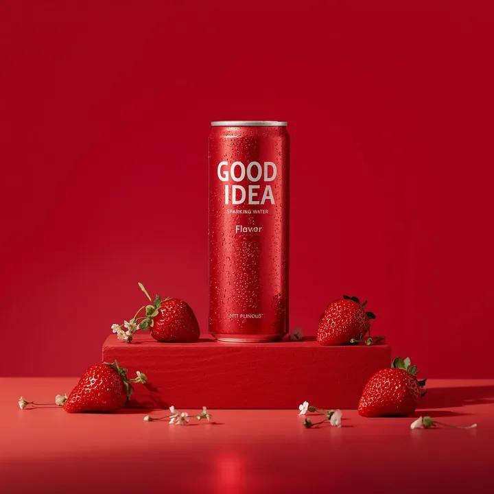 A premium studio product photograph of a tall, slim red alumi...