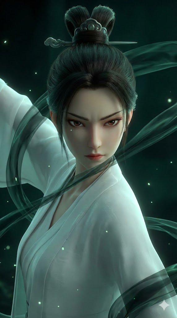 A stunning 3D Chinese animation style close up of a beautiful...