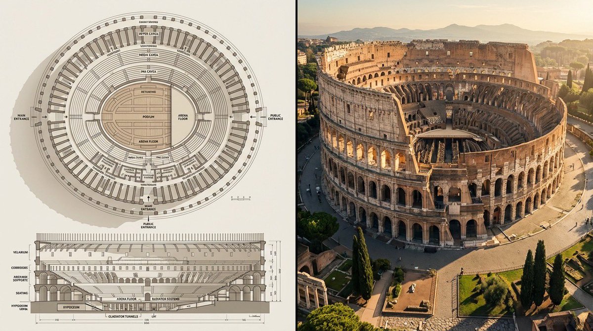 Split composition image, left and right halves clearly divide...