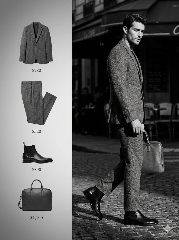 A high fashion black and white editorial campaign image with...