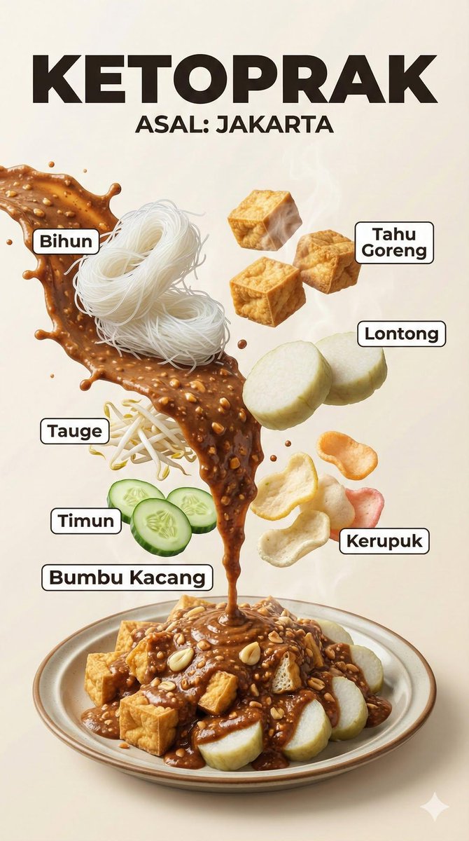 A hyper realistic Indonesian food infographic poster with dra...