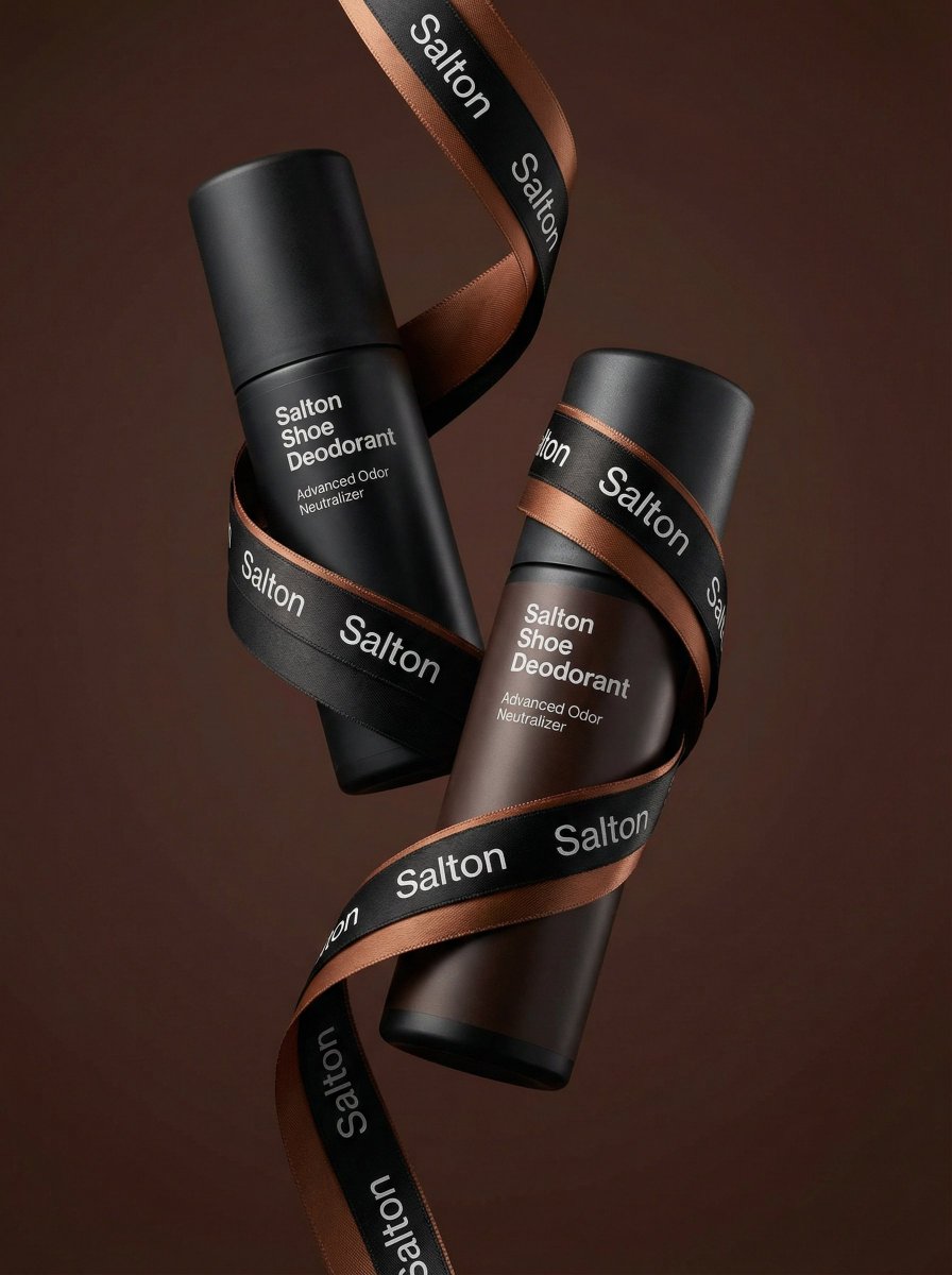 A product photo in a premium advertising style. Two tall matt...