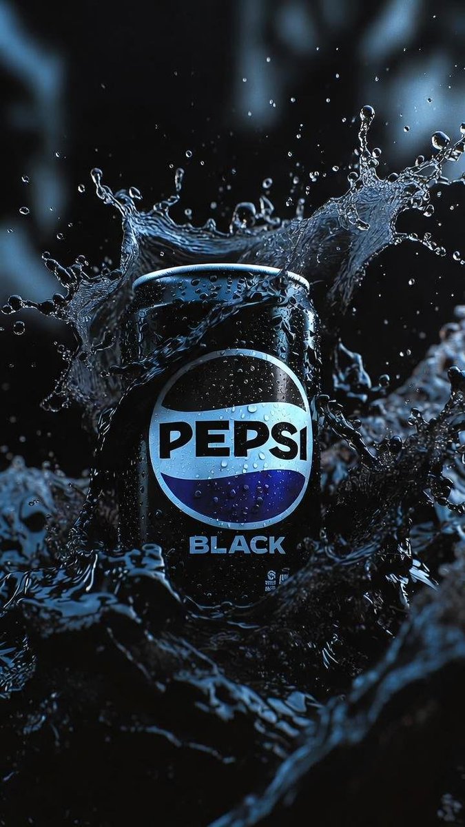Hyper realistic cinematic product photograph of a Pepsi Black...