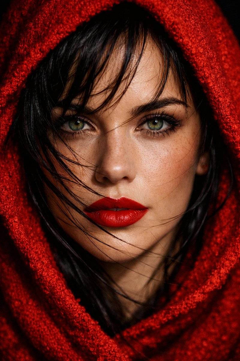 Extreme close up portrait of a woman with piercing green eyes...