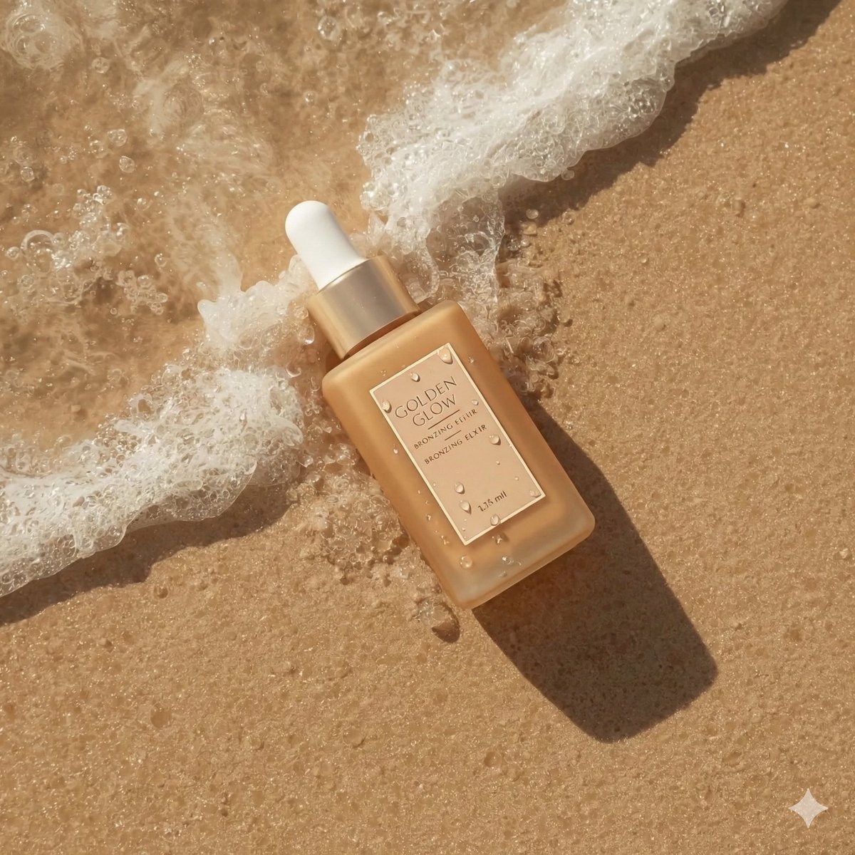 Ultra realistic summer skincare product photography of a bron...