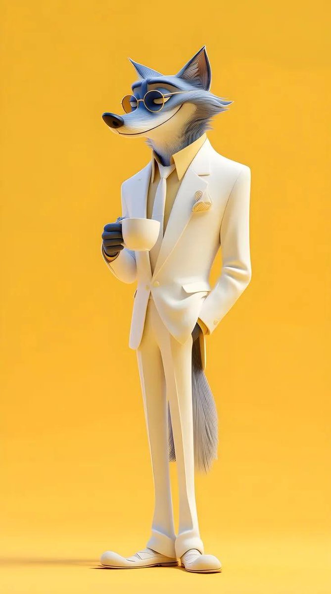 Full body 3D stylized anthropomorphic cartoon dog character w...