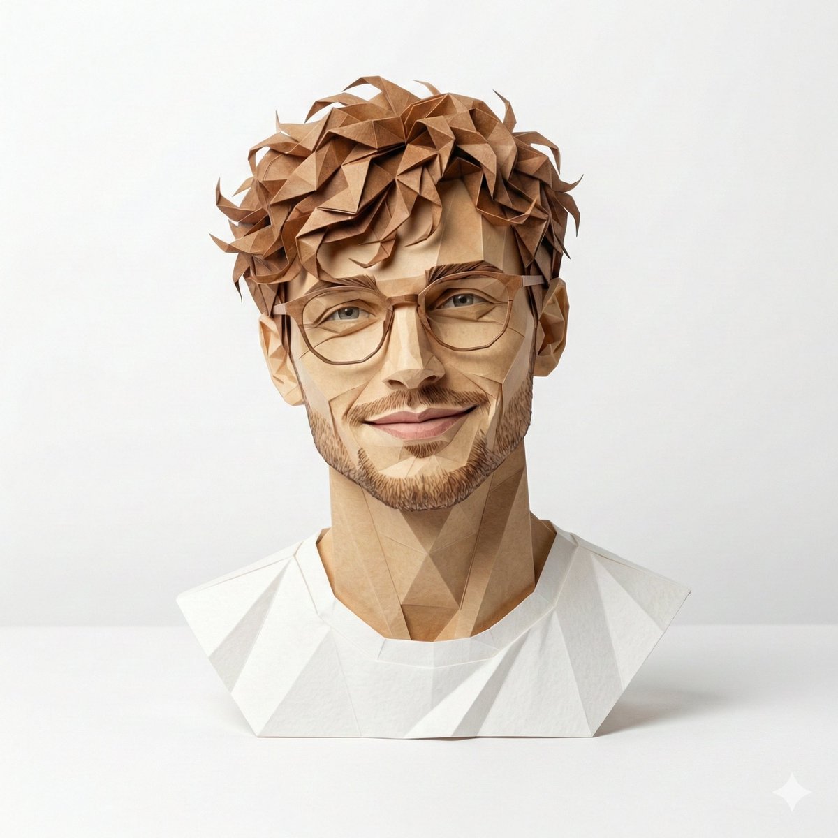 A hyper detailed, origami style version of a person, folded f...