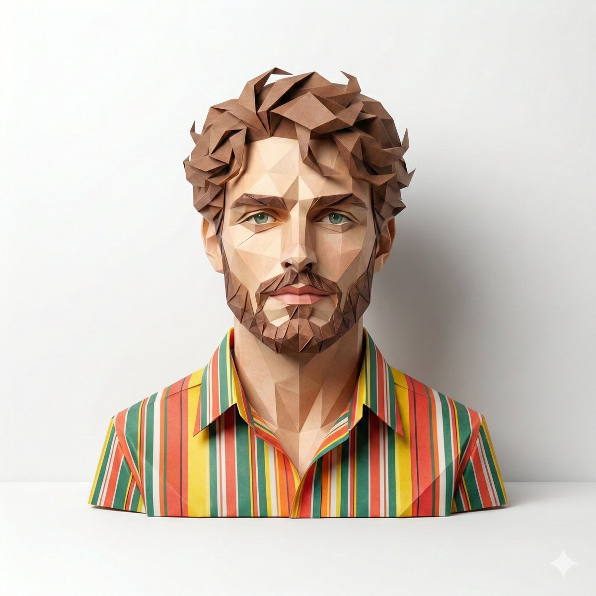 A hyper detailed, origami style version of a person, folded f...